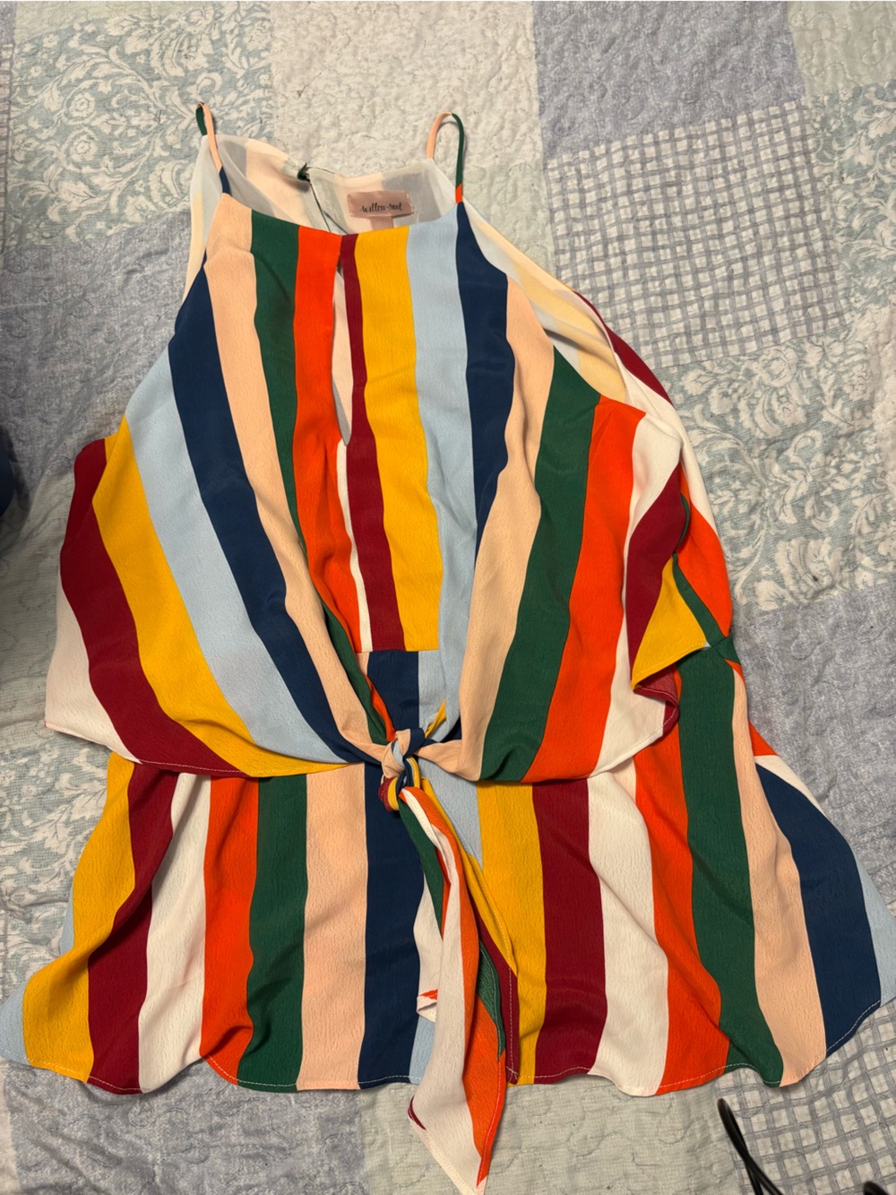 Colorful Striped Tie-Front Blouse NWOT